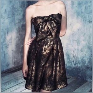 Anthropologie eva franco 14 samhain metallic bronze evening party dress straples